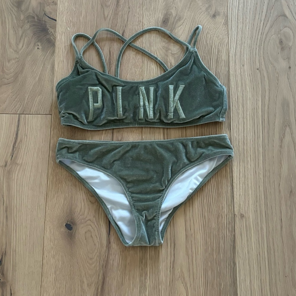 Victoria’s Secret PINK Velvet Bikini Set L Top M Bottom